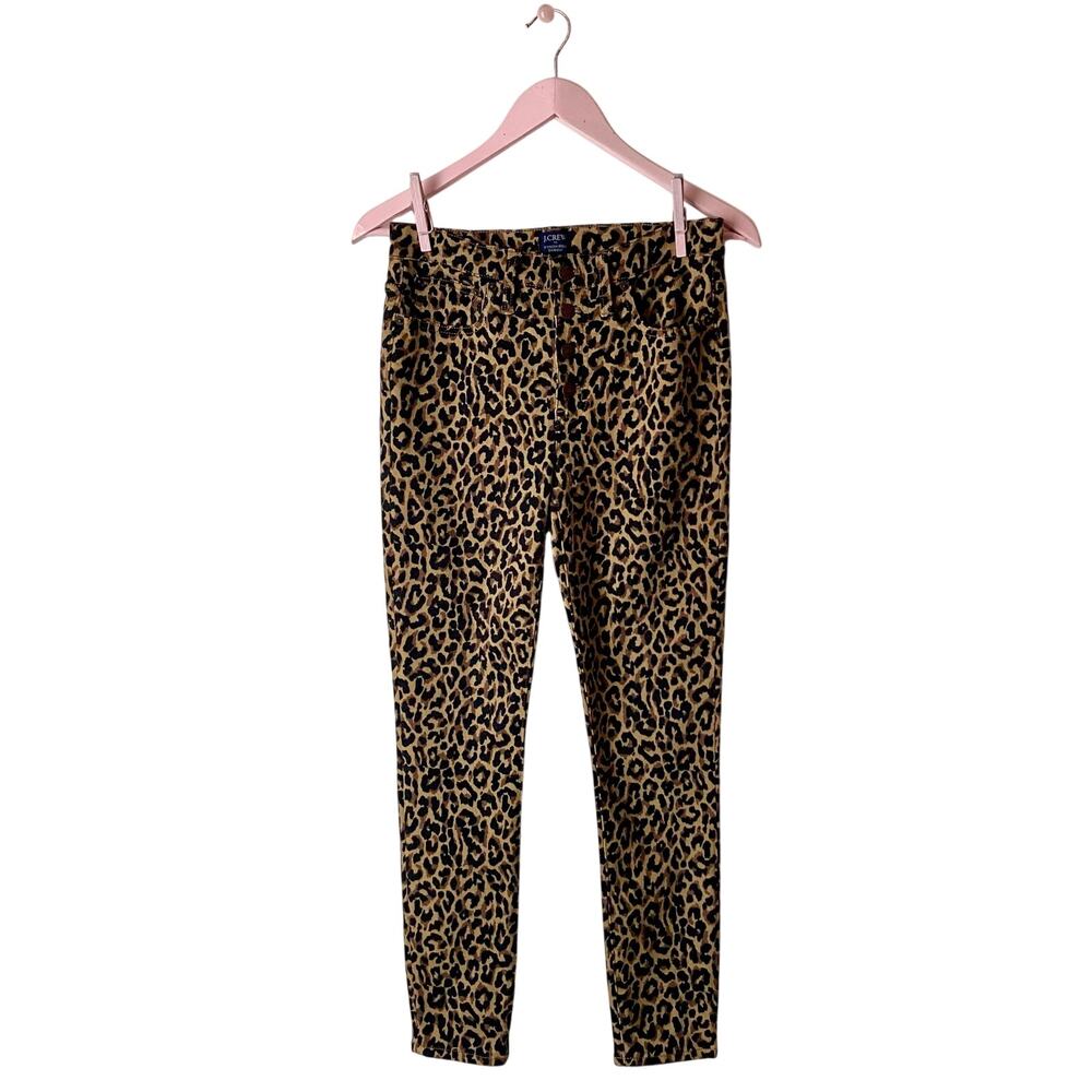 J.Crew 9" High-Rise Skinny Leopard Print Exposed Button Fly Jeans